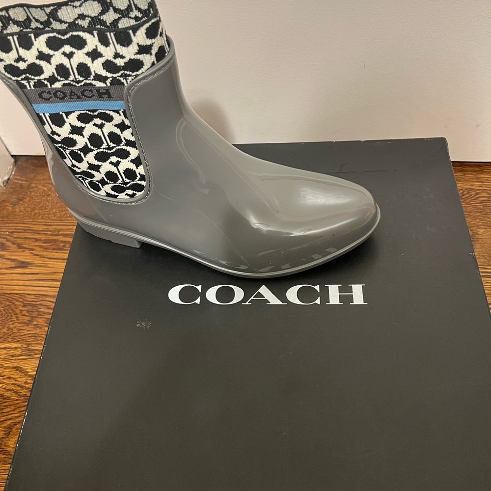 Coach Charcoal Patterned Rain Boots